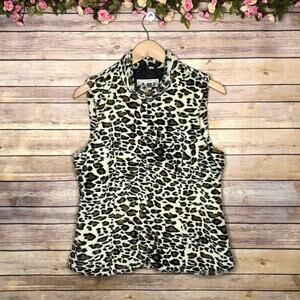 AMI Leopard Print Faux Fur Vest